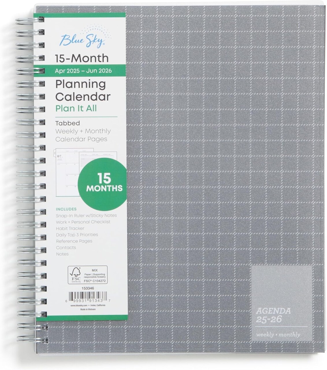 2025-2026 Academic Year Planner Calendar - 7" x 9" - Aiden Dark